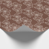 Lineare Orchidee | Elegante dunkle rostfarbene Blu Geschenkpapier (Ecke)