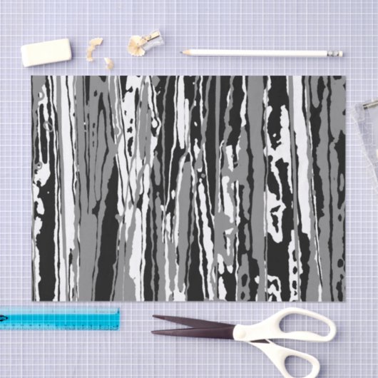 Lineare Schwarzweißdrucke, Abstrakt Seidenpapier (Handwerk)