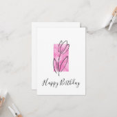 Lineare Tulip, Abstrakt, rosa Wasserfarbe Karte (Vorderseite/Rückseite Beispiel)