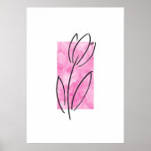 Lineare Tulip, Abstrakt, rosa Wasserfarbe Poster (Vorne)