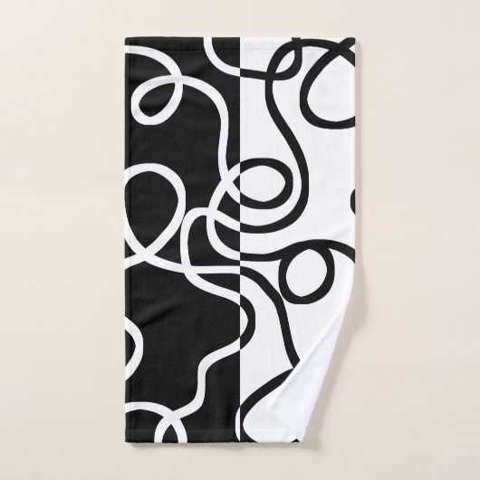 Lineare Überzeugung I: Abstrakt Schwarz & Weiß Badhandtuch Set (Handtuch)