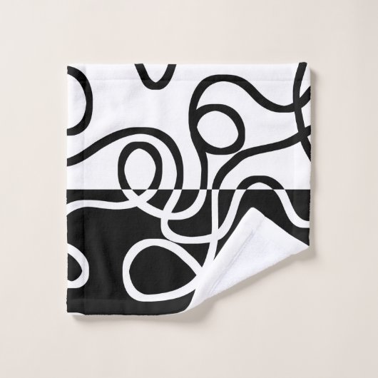 Lineare Überzeugung I: Abstrakt Schwarz & Weiß Badhandtuch Set (Waschlappen)