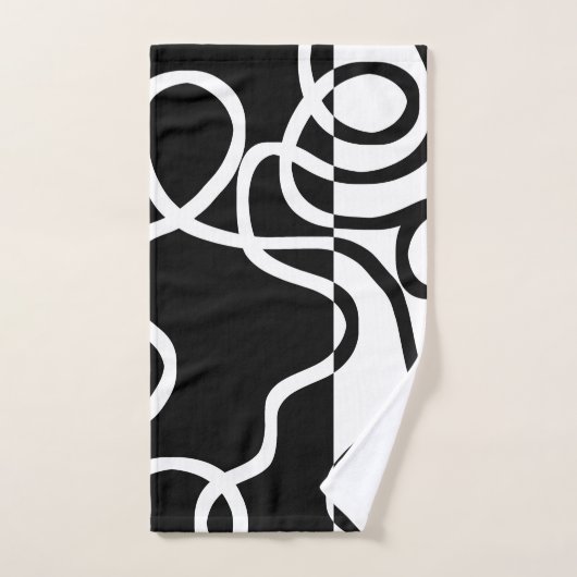 Lineare Überzeugung I: Abstrakt Schwarz & Weiß Badhandtuch Set (Handtuch)