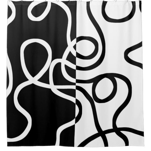 Lineare Überzeugung I: Abstrakt Schwarz & Weiß Duschvorhang (Vorderseite)
