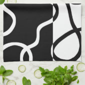 Lineare Überzeugung I: Abstrakt Schwarz & Weiß Geschirrtuch (Gefaltet)