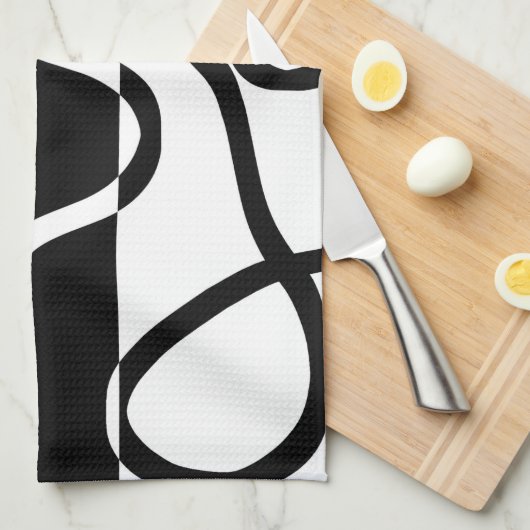 Lineare Überzeugung I: Abstrakt Schwarz & Weiß Geschirrtuch (Viertel Falte)