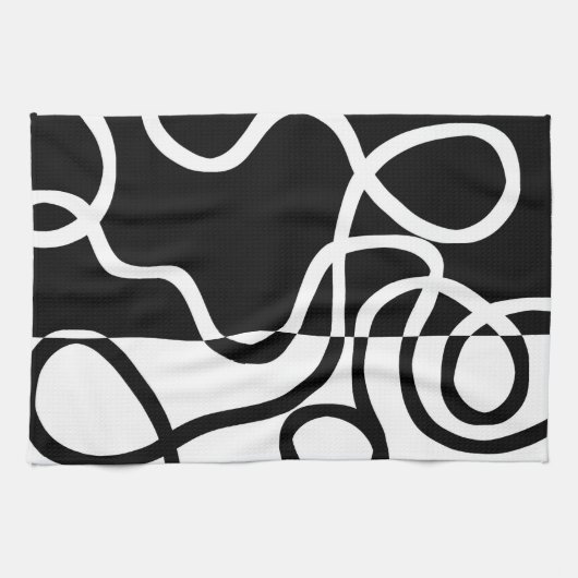 Lineare Überzeugung I: Abstrakt Schwarz & Weiß Geschirrtuch (Horizontal)