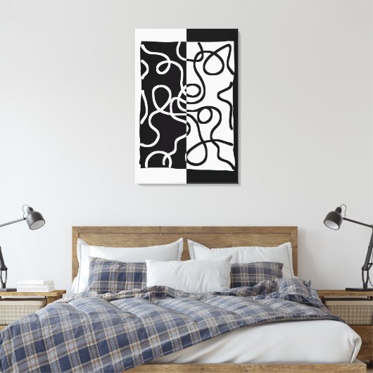 Lineare Überzeugung I: Abstrakt Schwarz & Weiß Leinwanddruck (Insitu (Schlafzimmer))