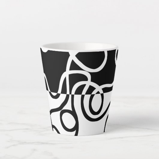 Lineare Überzeugung I: Abstrakt Schwarz & Weiß Milchtasse (Vorderseite)