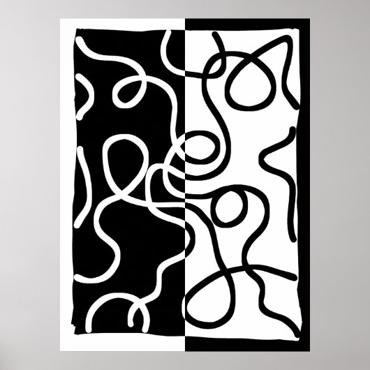 Lineare Überzeugung I: Abstrakt Schwarz & Weiß Poster (Vorne)