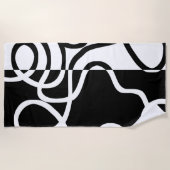 Lineare Überzeugung I: Abstrakt Schwarz & Weiß Strandtuch (Vorderseite)