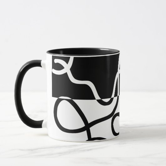 Lineare Überzeugung I: Abstrakt Schwarz & Weiß Tasse (Links)