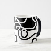 Lineare Überzeugung I: Abstrakt Schwarz & Weiß Verwandlungstasse (VorderseiteRechts)