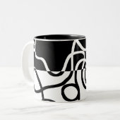 Lineare Überzeugung I: Abstrakt Schwarz & Weiß Zweifarbige Tasse (Vorderseite Links)