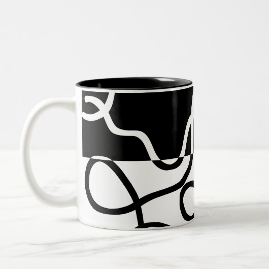 Lineare Überzeugung I: Abstrakt Schwarz & Weiß Zweifarbige Tasse (Links)