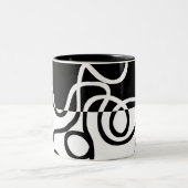 Lineare Überzeugung I: Abstrakt Schwarz & Weiß Zweifarbige Tasse (Mittel)
