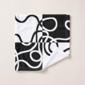 Lineare Überzeugung II: Abstrakt Schwarz und Weiß Badhandtuch Set (Waschlappen)