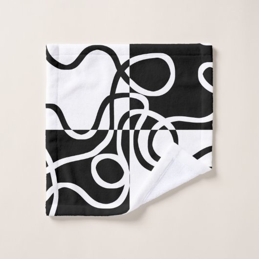 Lineare Überzeugung II: Abstrakt Schwarz und Weiß Badhandtuch Set (Waschlappen)