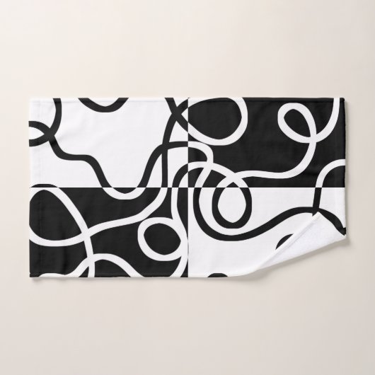Lineare Überzeugung II: Abstrakt Schwarz und Weiß Badhandtuch Set (Handtuch)