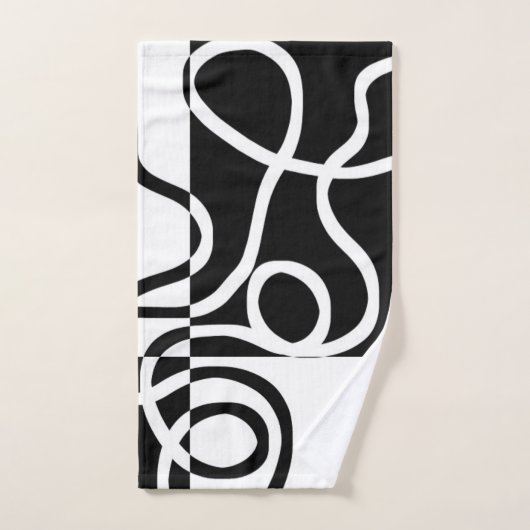 Lineare Überzeugung II: Abstrakt Schwarz und Weiß Badhandtuch Set (Handtuch)