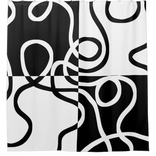 Lineare Überzeugung II: Abstrakt Schwarz und Weiß Duschvorhang (Vorderseite)