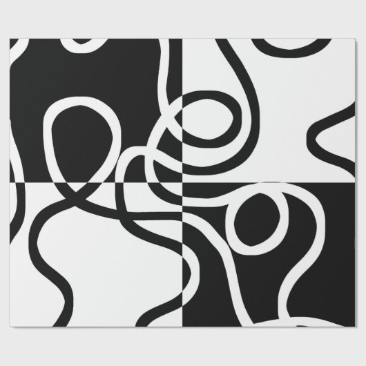 Lineare Überzeugung II: Abstrakt Schwarz und Weiß Geschenkpapier (Flach)