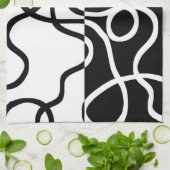 Lineare Überzeugung II: Abstrakt Schwarz und Weiß Geschirrtuch (Gefaltet)