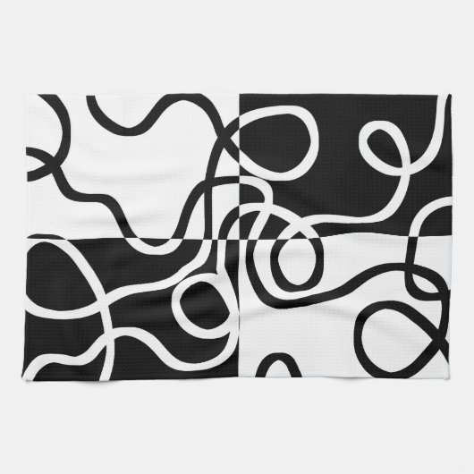Lineare Überzeugung II: Abstrakt Schwarz und Weiß Geschirrtuch (Horizontal)