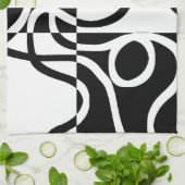 Lineare Überzeugung II: Abstrakt Schwarz und Weiß Geschirrtuch (Gefaltet)