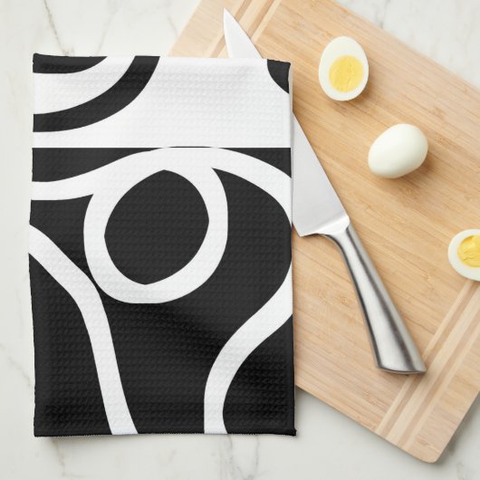 Lineare Überzeugung II: Abstrakt Schwarz und Weiß Geschirrtuch (Viertel Falte)