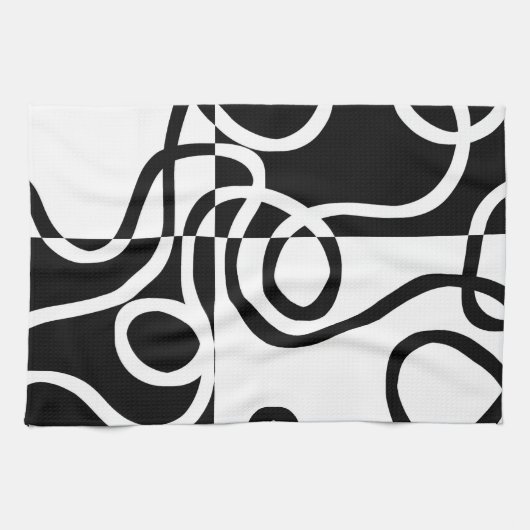 Lineare Überzeugung II: Abstrakt Schwarz und Weiß Geschirrtuch (Horizontal)