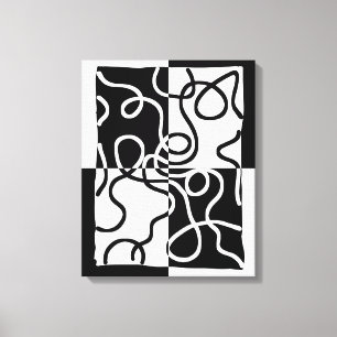 Lineare Überzeugung II: Abstrakt Schwarz und Weiß Leinwanddruck