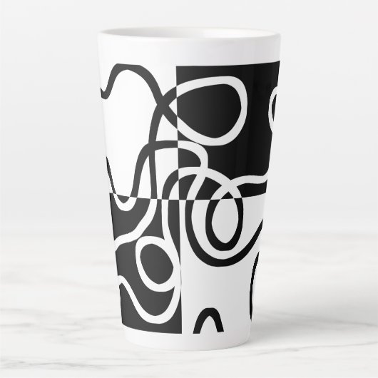 Lineare Überzeugung II: Abstrakt Schwarz und Weiß Milchtasse (Vorderseite)