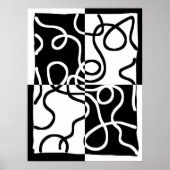 Lineare Überzeugung II: Abstrakt Schwarz und Weiß Poster (Vorne)