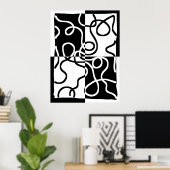 Lineare Überzeugung II: Abstrakt Schwarz und Weiß Poster (Heimbüro)