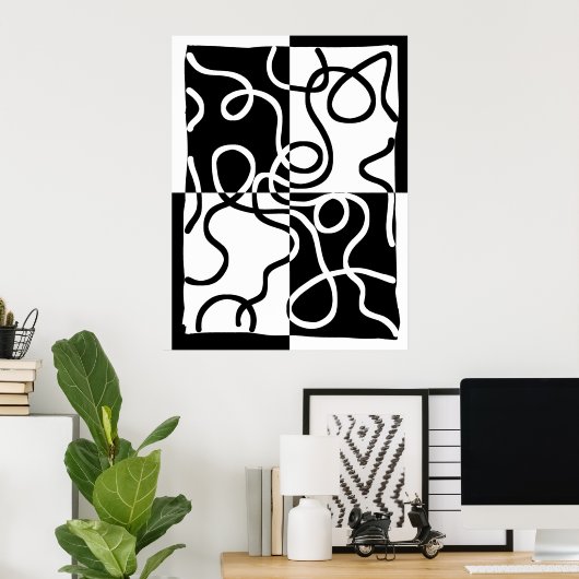 Lineare Überzeugung II: Abstrakt Schwarz und Weiß Poster (Heimbüro)