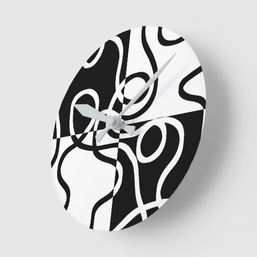 Lineare Überzeugung II: Abstrakt Schwarz und Weiß Runde Wanduhr (Winkel)