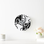 Lineare Überzeugung II: Abstrakt Schwarz und Weiß Runde Wanduhr (Zuhause)