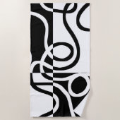 Lineare Überzeugung II: Abstrakt Schwarz und Weiß Strandtuch (Vorderseite)