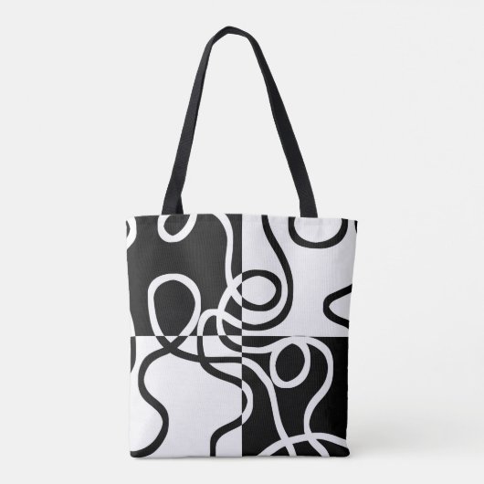 Lineare Überzeugung II: Abstrakt Schwarz und Weiß Tasche (Rückseite)