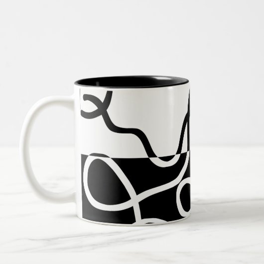 Lineare Überzeugung II: Abstrakt Schwarz und Weiß Zweifarbige Tasse (Links)