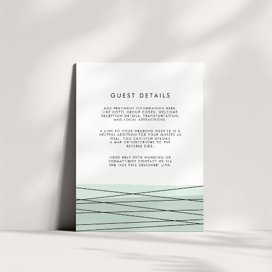Lineare Wedding Guest Details Card | Meer Begleitkarte