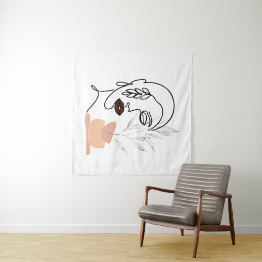 Lineare weibliche Schönheit einfache Gesicht botan Wandteppich (Beispiel (Horizontal))