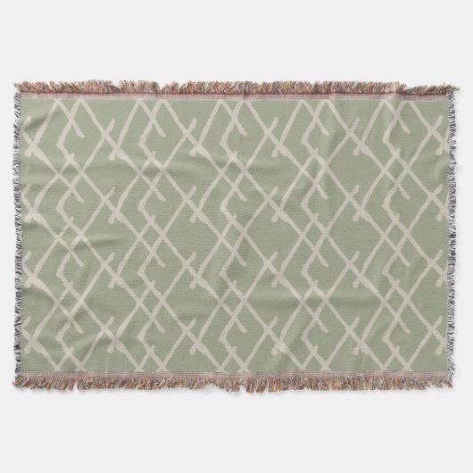 Linearer Webstoff Warm Beige & Moos Decke (Vorderseite)