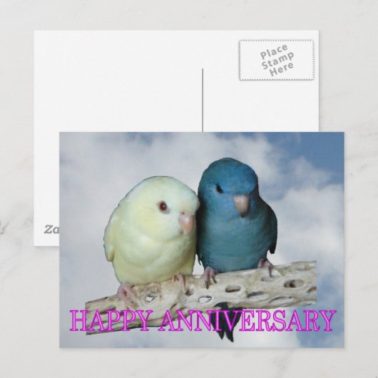 Lineares Parakeet-Paar Postkarte (Vorne/Hinten)