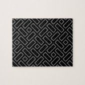Lineares Schwarz-Weiß-Blockmuster - Schwarz Puzzle (Horizontal)