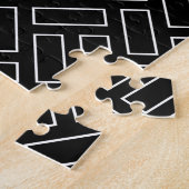 Lineares Schwarz-Weiß-Blockmuster - Schwarz Puzzle (Seite)