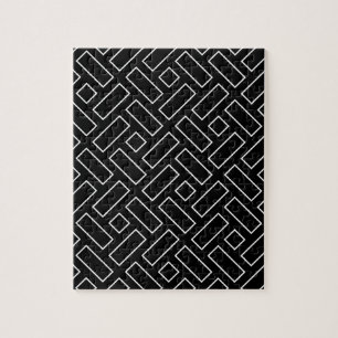 Lineares Schwarz-Weiß-Blockmuster - Schwarz Puzzle