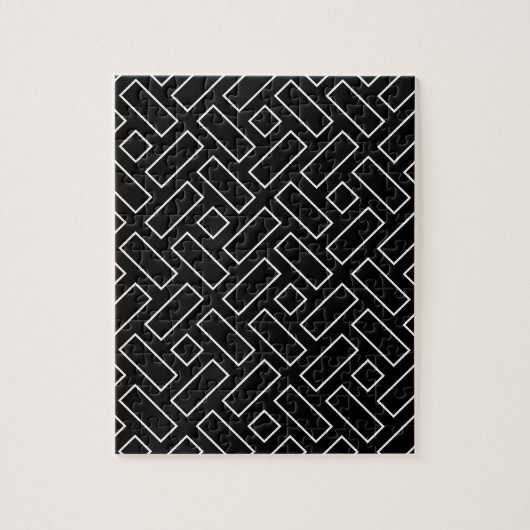 Lineares Schwarz-Weiß-Blockmuster - Schwarz Puzzle (Vertikal)