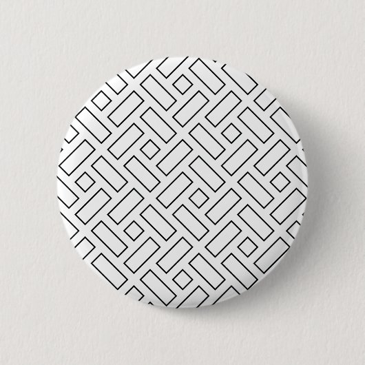 Lineares Schwarz-Weiß-Blockmuster - Weiß Button (Vorderseite)